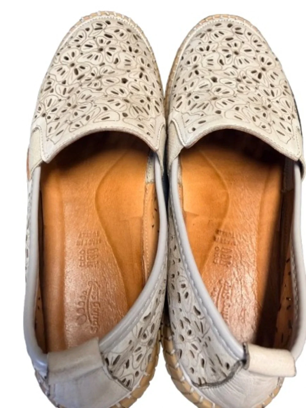 Spring Step Jookin Floral Laser Cut Leather Loafers Slip-On 10-10.5 Women’s 41